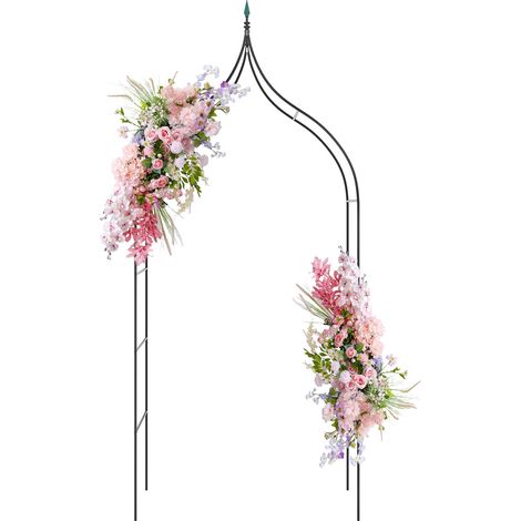 COSTWAY Gothic Style Garden Arbor Garden Trellis Pergola w/ Side Crossbars (1/5)