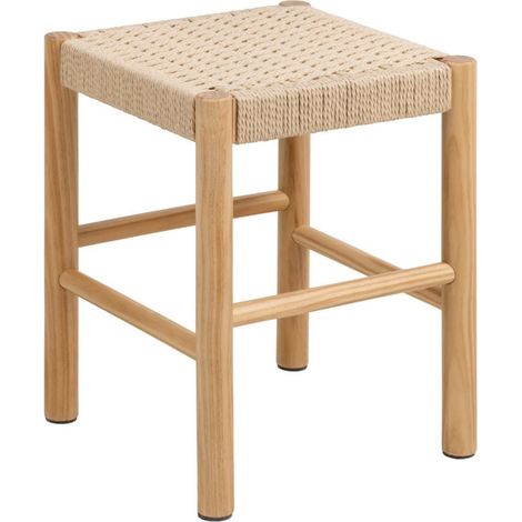 Tabouret en bois et assise tressée L80 - THEO