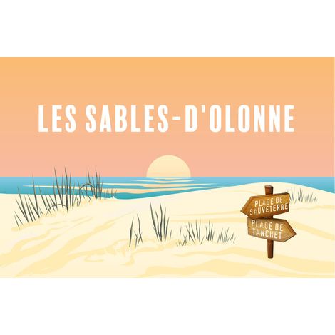 Tableau sur toile illustration crépuscule sur les sables-d'Olonne 45x65 cm - Impression sur Toile Murale Décorative - Image imprimée en HD sur Toile - Toile sur Châssis en Bois FSC - Fabriqué en Franc (1/4)
