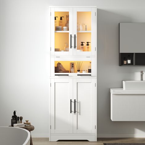 Mobile bagno con LED e ante in vetro 60x30x170 cm OKMYHOME (1/5)