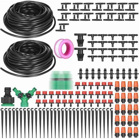 Luxus Tropfbewässerungs-Set für Garten, 30m Schlauch, Tropfer, Sprinkler, Komplettsystem