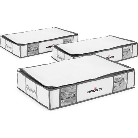 Lot 3 housses rangement sous vide L - COMPACTOR - 65 x 45 x H.15.5 cm - Blanc