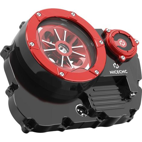 Tapa del embrague del motor, diseño transparente, mecanizada por CNC, roja (1/2)