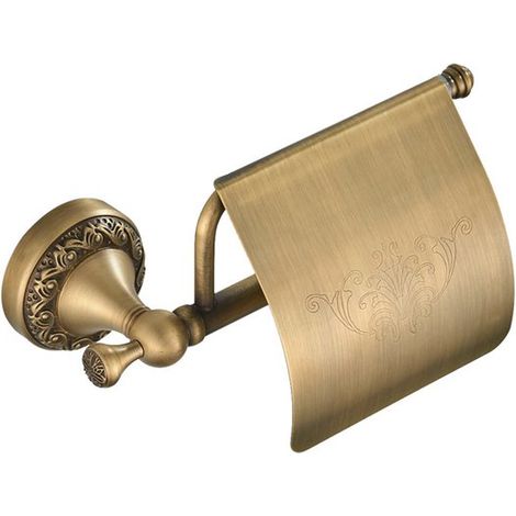 Porte-papier toilette, porte-rouleau WC, porte-papier toilette style vintage avec couvercle, papier toilette couleur bronze (1/5)