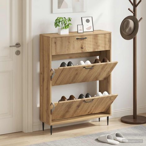 vidaXL Shoe Cabinet HAARLEM 78 x 24 x 103 cm Engineered Wood (1/5)