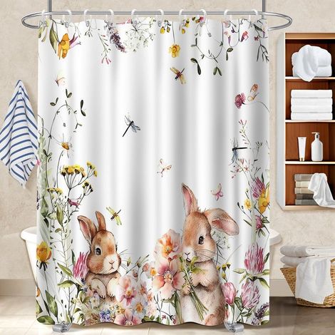 Rideau douche imperméable polyester 180x180 naturel bâche de douche pour mur irrégulier (1/5)
