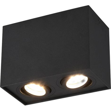 Spot plafond BISCUIT noir double GU10 orientable Trio (1/5)