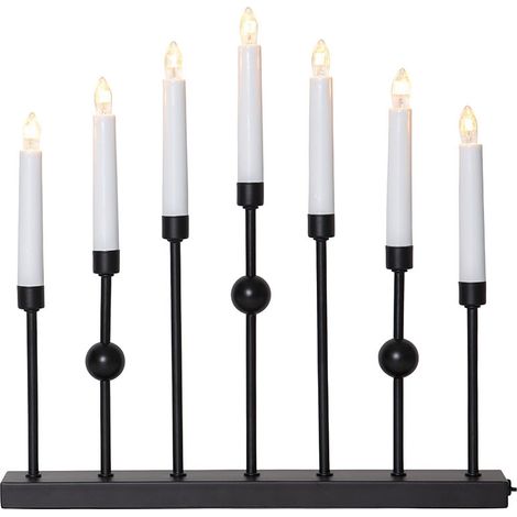 Star Trading Bougeoir en métal noir « Gustavo », 7 lumières, ampoule E10, alimentation secteur, L 37 cm, H 37 cm (1/3)