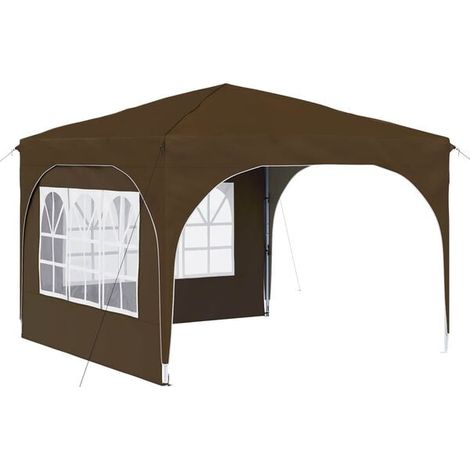 Tente de réception portable, 290 x 290 x 245 cm, gris-brun. (1/5)