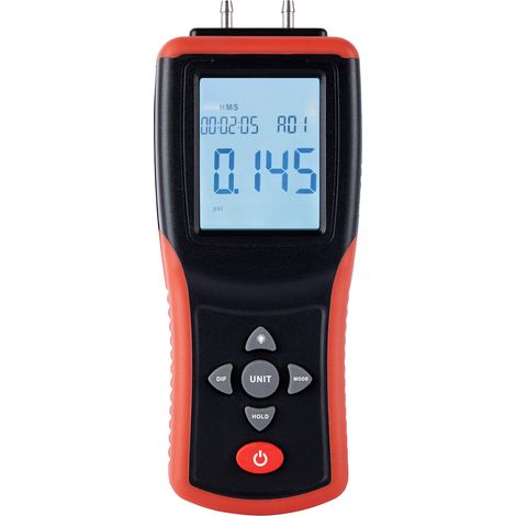 Manomètre numérique portable haute précision à double port avec écran LCD 2,4 pouces, ±2 psi, testeur de pression différentielle d'air avec 12 unités (1/2)