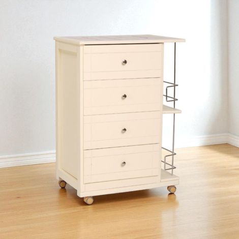 Carrello da cucina GIADA con 4 cassetti e portabottiglie Avorio (1/5)