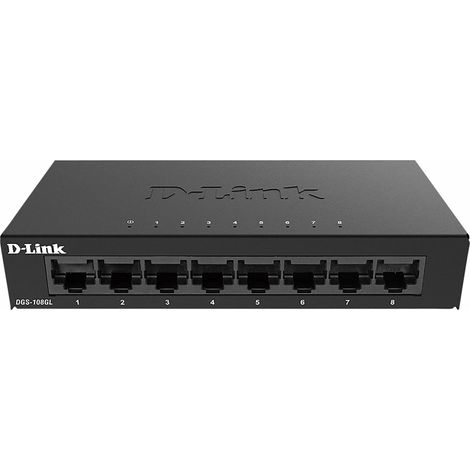 D-Link DGS-108GL Unmanaged Gigabit Ethernet (10/100/1000) Schwarz (1/3)