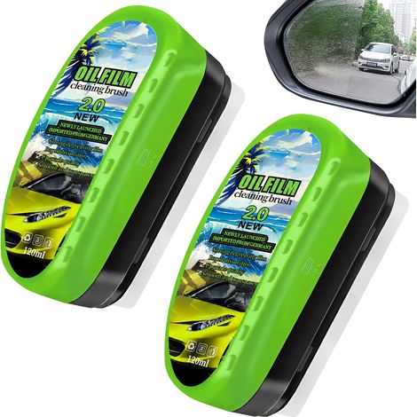 2 Pcs Dissolvant De Film D'huile avec Brosse Intégrée 120ML  Nettoyant Vitres Voiture Anti Film Gras, Nettoyant Pare Brise, Anti Buée, pour Vitres Auto Miroirs Fenêtres (1/5)