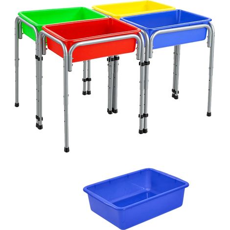 Mesa sensorial, bandeja de doble cara, contenedores de almacenamiento plegables, metal de 40 cm, 4 piezas (1/2)