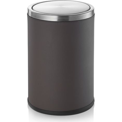 Poubelle Ø 20 cm 9 ltr marron inox similicuir - Was Germany (1/2)