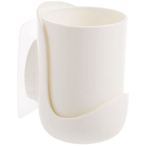 Support mural pour porte-brosse à dents sans poinçon, support de rangement pour tasse de rince-bouche - blanc (1/5)