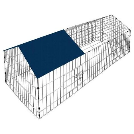 Outdoor Enclosure 180x75x75cm Galvanized Steel Blue Sun Shade for Rabbits and Guinea Pigs Garden (1/5)