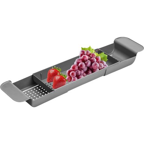 Plateau De Bain,Plateau Rétractable pour Baignoire  Support à Drainage Rapide pour Spa à Domicile, Organisateur pour Éponges, Shampooing, Gel Douche, Verres, Snacks, Serviette (1/5)