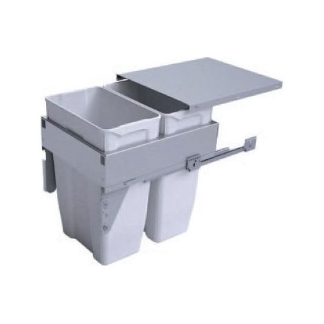 Poubelle coulissante 2 bacs 60 L – Hauteur 480 mm – Amortisseur avec réglage 3D – Métal et PP – Pour espaces confinés – Gollinucci (1/2)