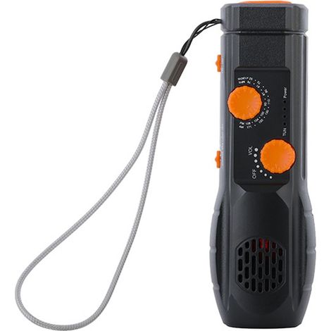 Filiyano – lampe torche LED – Radio AM/FM à manivelle, lampe torche LED, batterie externe de secours 1200 MAH, noir (1/5)