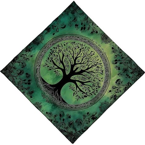 Tapisserie carrée divinatoire, motif grand arbre, nappe astrologique, nappe de tarot, nappe pour la sorcellerie, 50 x 50 cm (1/5)