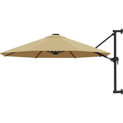 Parasol mural avec mât - Parasol déporté Parasol de Jardin métallique 300 cm Taupe BV289042 - BonneVie (1/5)