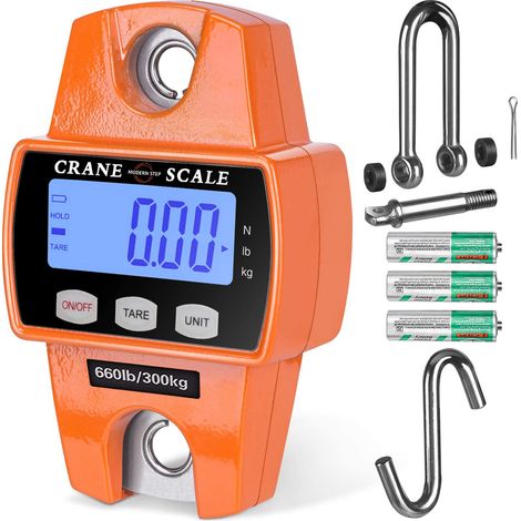 Balance suspendue numérique 660lb 300 kg - Échelle de poisson résistante à l'eau lourde - bagage à main Échelle de poids valise chasse ferme vélo archet poids poisson Échelle de poisson,orange