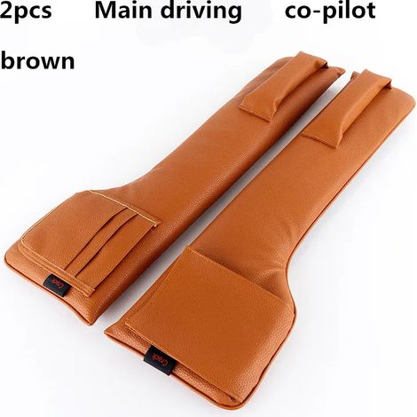(2 pièces marron) Sac de rangement pour siège auto en cuir PU, coussin anti-fuite, support pour téléphone et cartes, sac de rangement (1/5)