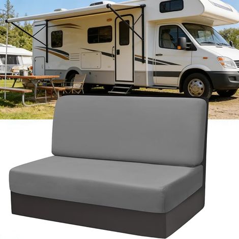 Housse De Coussin De Siège De Caravane Jacquard Housse Siege Camping Car élastiques Housse Banquette RV Housses De Canapé pour Dinette De Camping-Car Gris Foncé