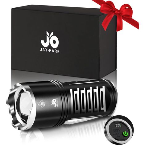 Lampe Torche LED Ultra Puissante 1000000 lumens, Batterie Rechargeable Haute Capacité Intégrée De 10800mAh, Zoom, Indice Détanchéité IPX7,Chien, Idéale Pour le Camping, la Randonnée