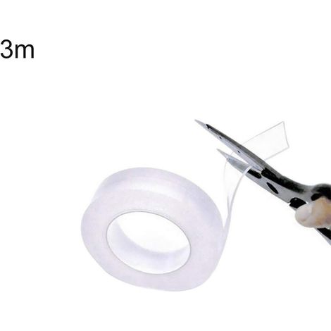Ruban adhésif multifonctionnel sans nanoparticules, lavable 10 000 fois, transparent, double face.