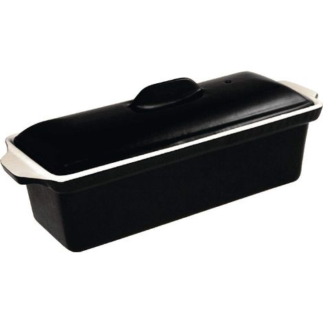 Terrine noire, 1.7L, taille : 120 (H) x 340 (L) x 105 (P) mm, intérieur émaillé, convient à tous les types de fours et de plaques de cuisson, batterie de cuisine compatible induction, U560