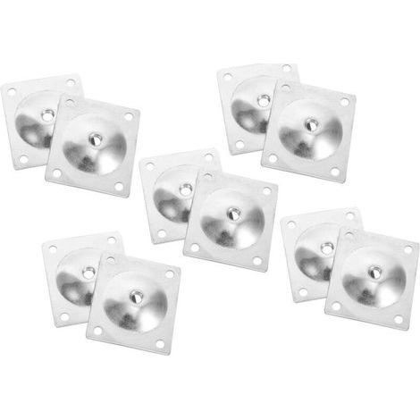Plaques de Fixation pour Pieds de Meubles 10 Pièces 60X70Mm en Fer Argenté Trous M8 Accessoires pour Pieds de Table et Bureau Patins Robustes pour Maison Bureau Garage et (1/5)