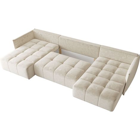 Canapé d’angle velours panoramique convertible avec coffre SITZY-Rouge (1/3)