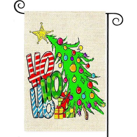 Drapeau de jardin sapin de Noël 12x18 pouces, double face, meilleur choix, drapeaux de jardin d'hiver amusants pour souhaiter la bienvenue à Noël (AD15) (1/5)