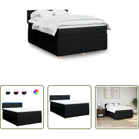 Matelas à ressorts ensachés - Sommier à lattes de lit avec matelas Noir 140x190 cm Tissu (1/5)