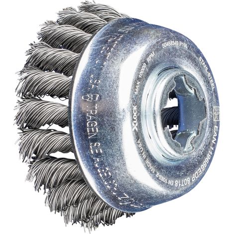 PFERD Topfbürste gezopft TBG Ø 80 mm, Bohrung 22,2 mm/X-LOCK Stahl-Draht-Ø 0,50 mm, Winkelschleifer (1/5)