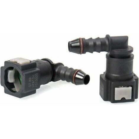 - Connecteurs tuyau carburant voiture 2pcs - Raccord durite essence 90° - Plastique ID6 7.89mm - Étanche - Réparation véhicules - Mécaniciens