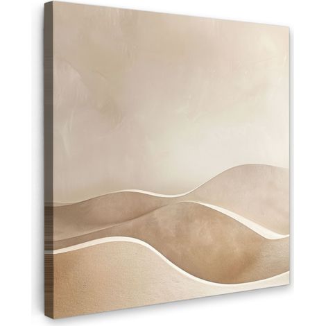 TABLEAU SUR TOILE Beige - Nature - Abstrait - Moderne Décoration Salon 50x50 cm