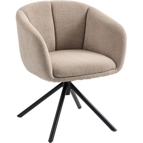 Sessel, Polsterstuhl mit bequemer Sitzschale, drehbar, kuscheliger Bezug, bis 120 kg, Hellbraun