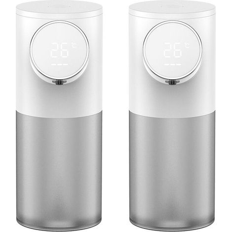 2x Automatischer Nachfüllspender für Schaumseife, 320 ml Flüssigseife, Handseifenspender mit Digitalanzeige, Weiß