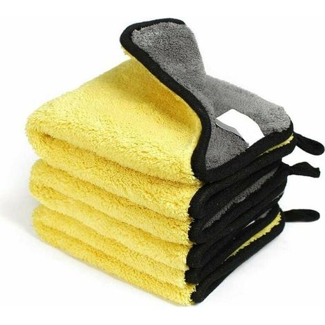 Set di 3 panni in microfibra per auto, 1200 g/m², ultra assorbenti - Asciugatura rapida, riutilizzabili per la pulizia, la lucidatura dell'auto o per uso domestico, 30x30 cm. (1/4)