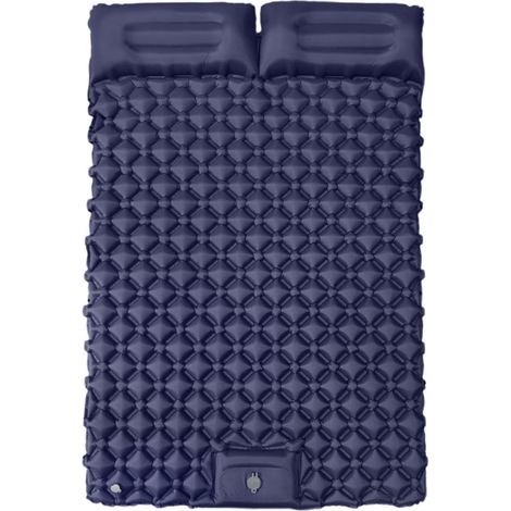 Matelas de sol gonflable double lot de 1 avec oreillers intégrés épais et portable pour camping randonnée tente et activités de plein air (1/5)