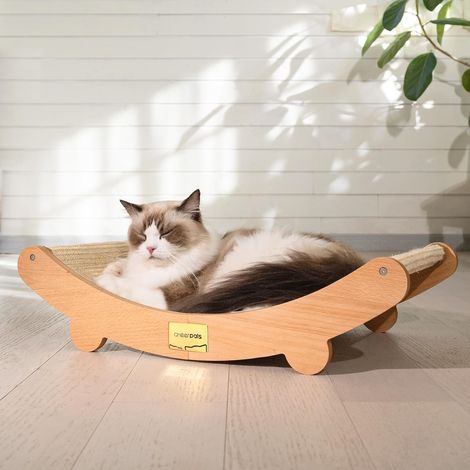 Griffoir en sisal pour chat - Design incurvé à 160 ° - Bois de hêtre massif et sisal naturel - Extra large - 60 x 35 x 15 cm - Meuble griffoir pour tous les chats (1/5)