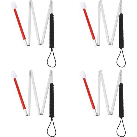 4X Canne Pliante en Aluminium Canne Pliante de 4 Secondes avec Pointe Roulante pour Bâton de Marche Aveugle (1/5)