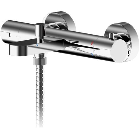 Balterley Consall Contemporary Round Wall Mount Thermostatic Bath Shower Mixer Bar Valve Tap - Chrome
