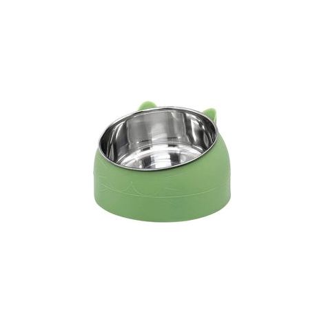 Katzennapf aus Edelstahl, multifunktionaler Futter- und Wassernapf, grün - Crezuo (1/5)