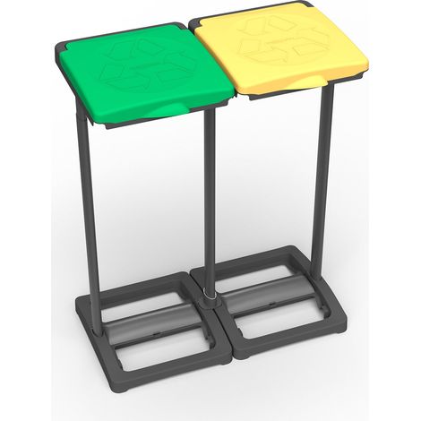 Pattumiera Differenziata 2 Posti 64x36x80 cm Portasacchi da 80-110 Litri (1/5)