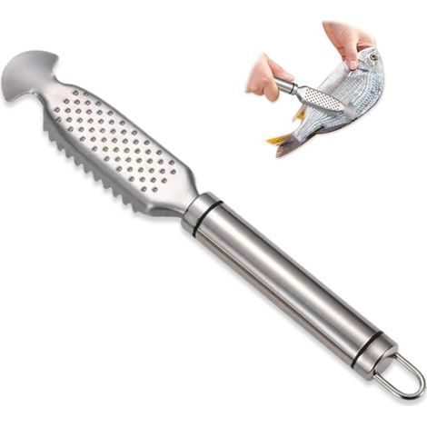 Couteau Ecailleur Poisson en Acier Inoxydable,Grattoir Poisson Dentelé éPlucheur,Fish Scale Remover,Outil Nettoyage Poisson,Détartreur de Poisson,Écailleur Poisson Manuel pour Cuisson (1/5)