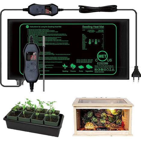 Tapis chauffant pour plantes avec thermostat pour semis, animaux domestiques et reptiles,Tapis chauffant de 50 W pour la germination et la régulation de la température,25x52 cm